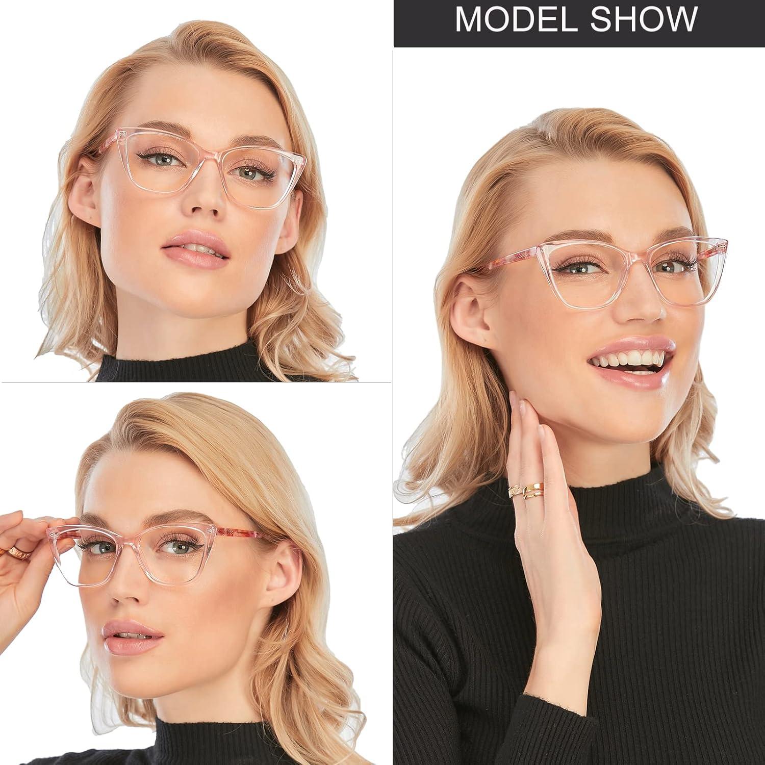 Gafas de Lectura AQWANO Ojo de Gato Rosa 1.5x Bloqueo Luz Azul