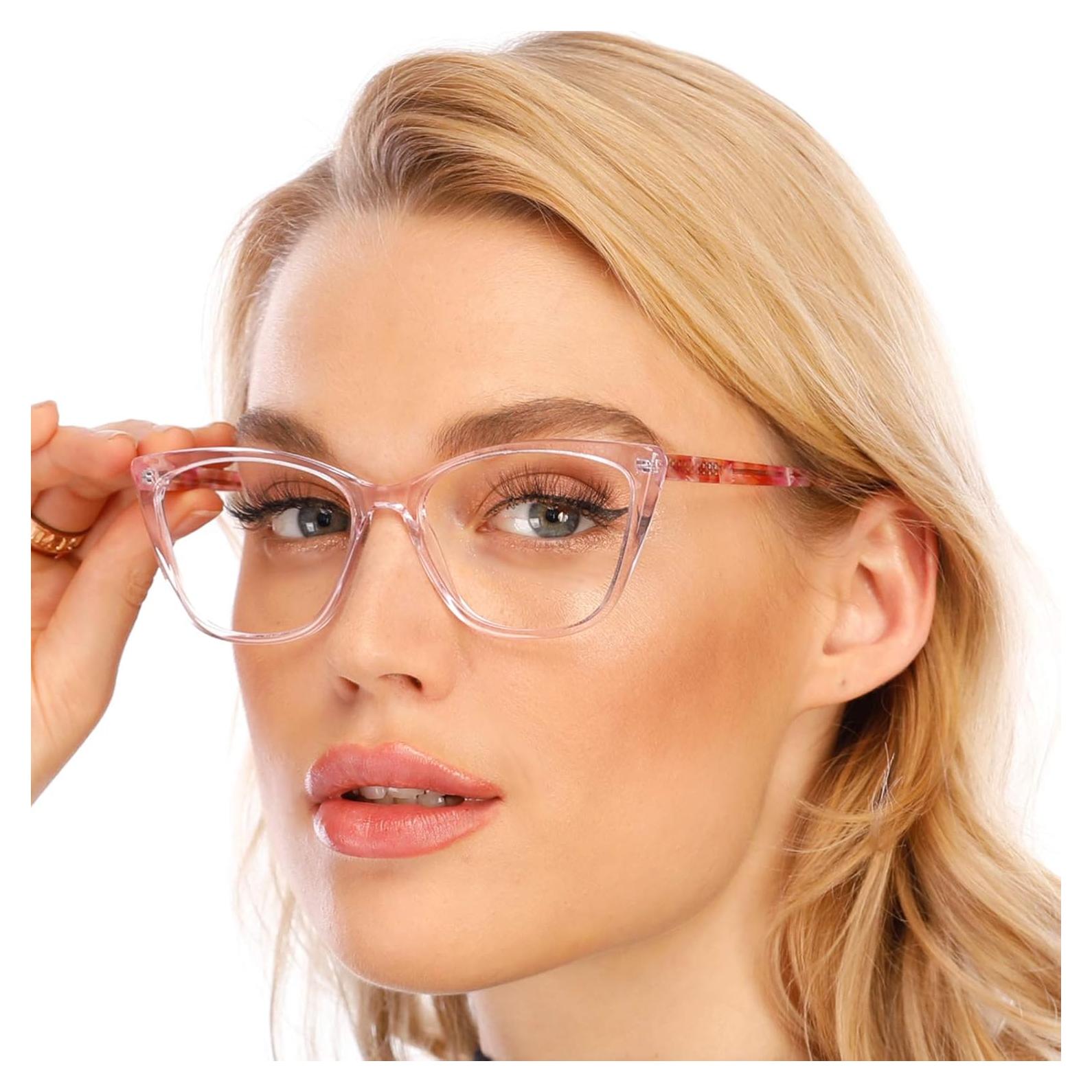 Gafas de Lectura AQWANO Ojo de Gato Rosa 2.5x Bloqueo Luz Azul