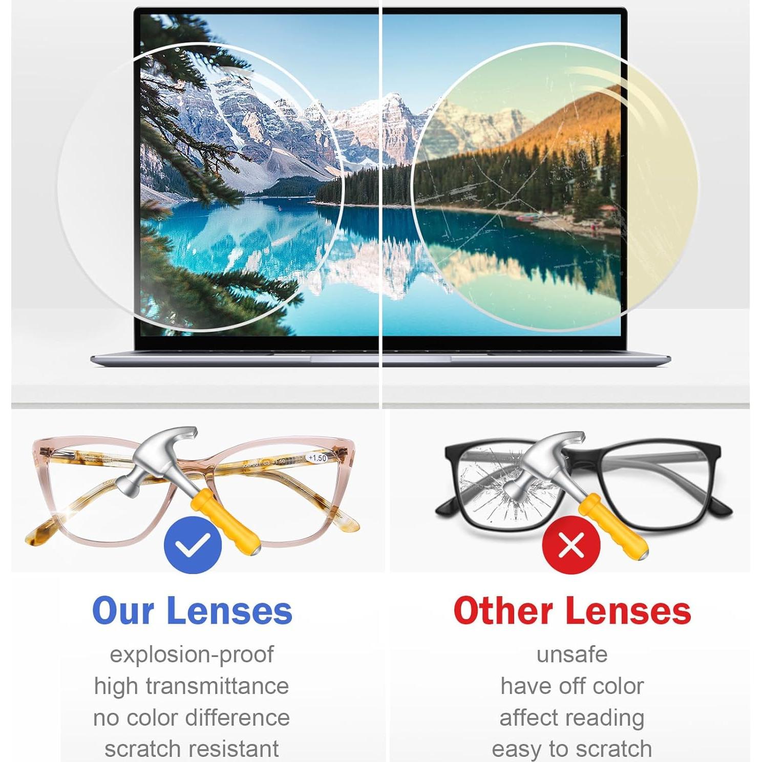 Gafas de Lectura AQWANO Estilo Gato Ojo 1.5x Anti Luz Azul