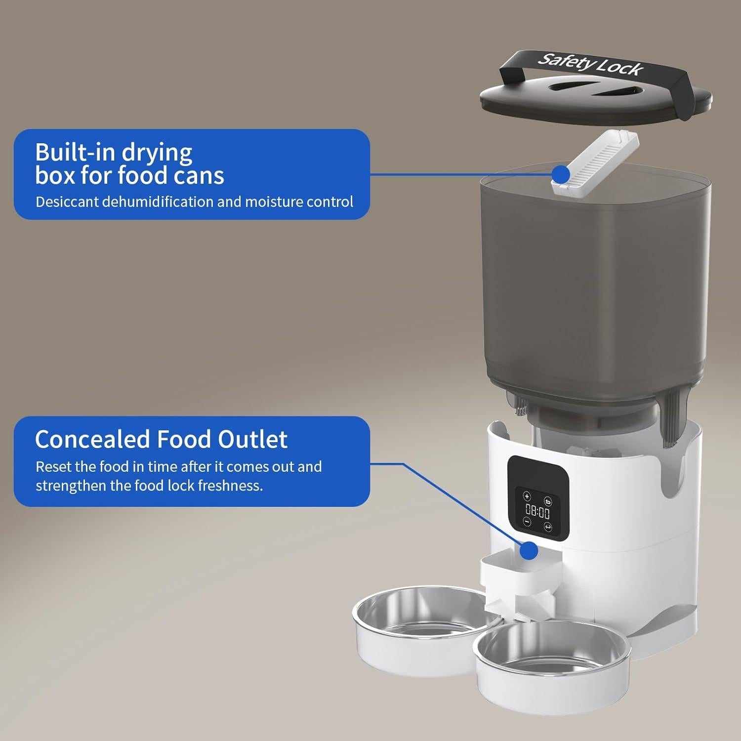 Dispensador Automático de Comida PAPIFEED 7L para 2 Gatos