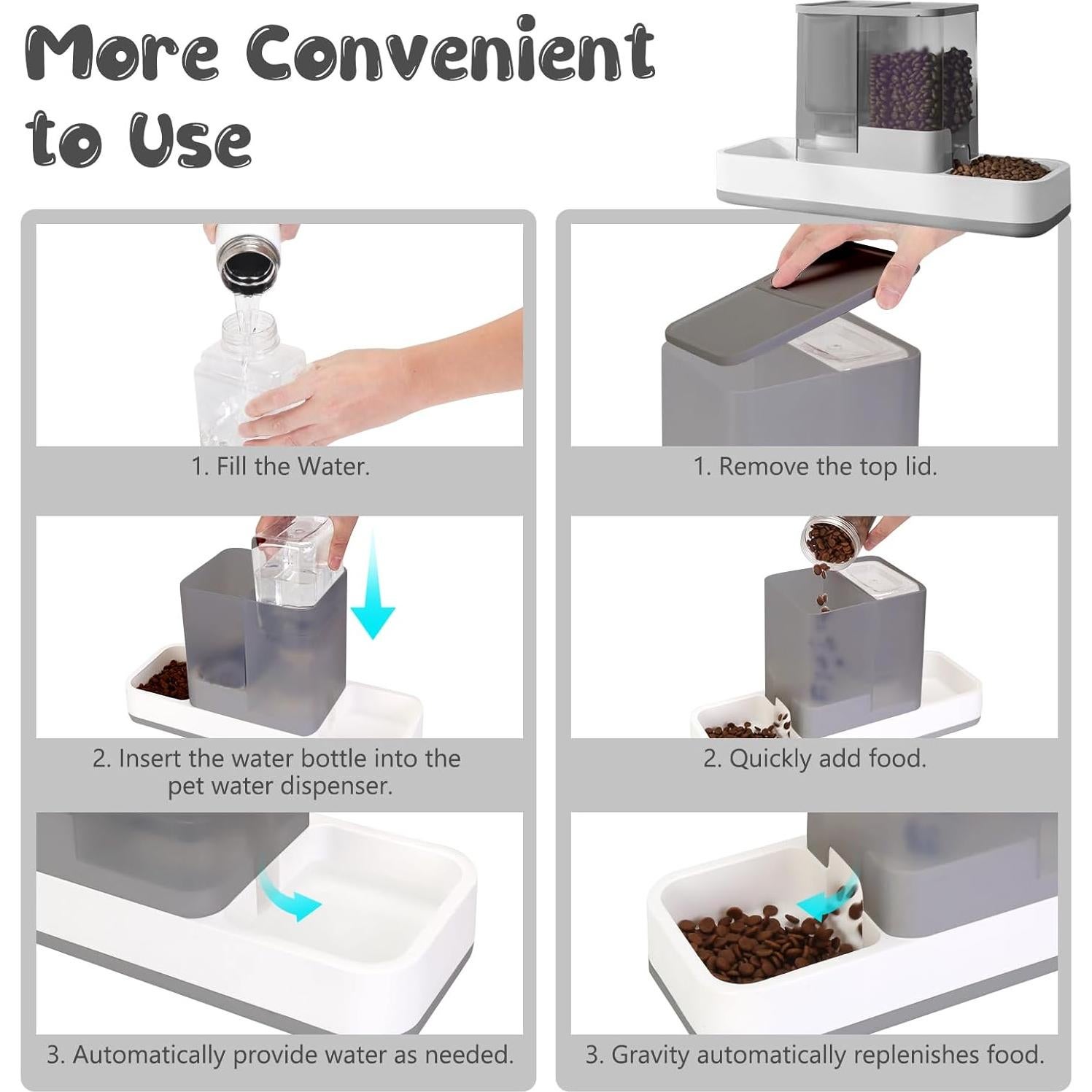 Dispensador Automático de Comida y Agua GearRoot 2 en 1 Gris