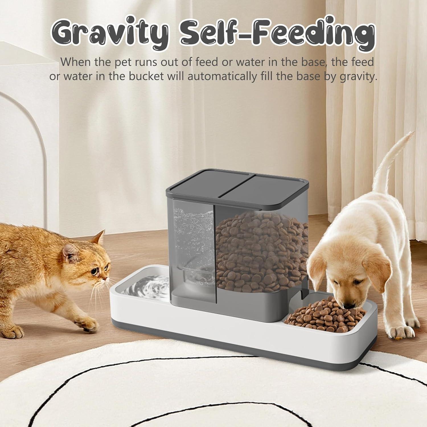 Dispensador Automático de Comida y Agua GearRoot 2 en 1 Gris