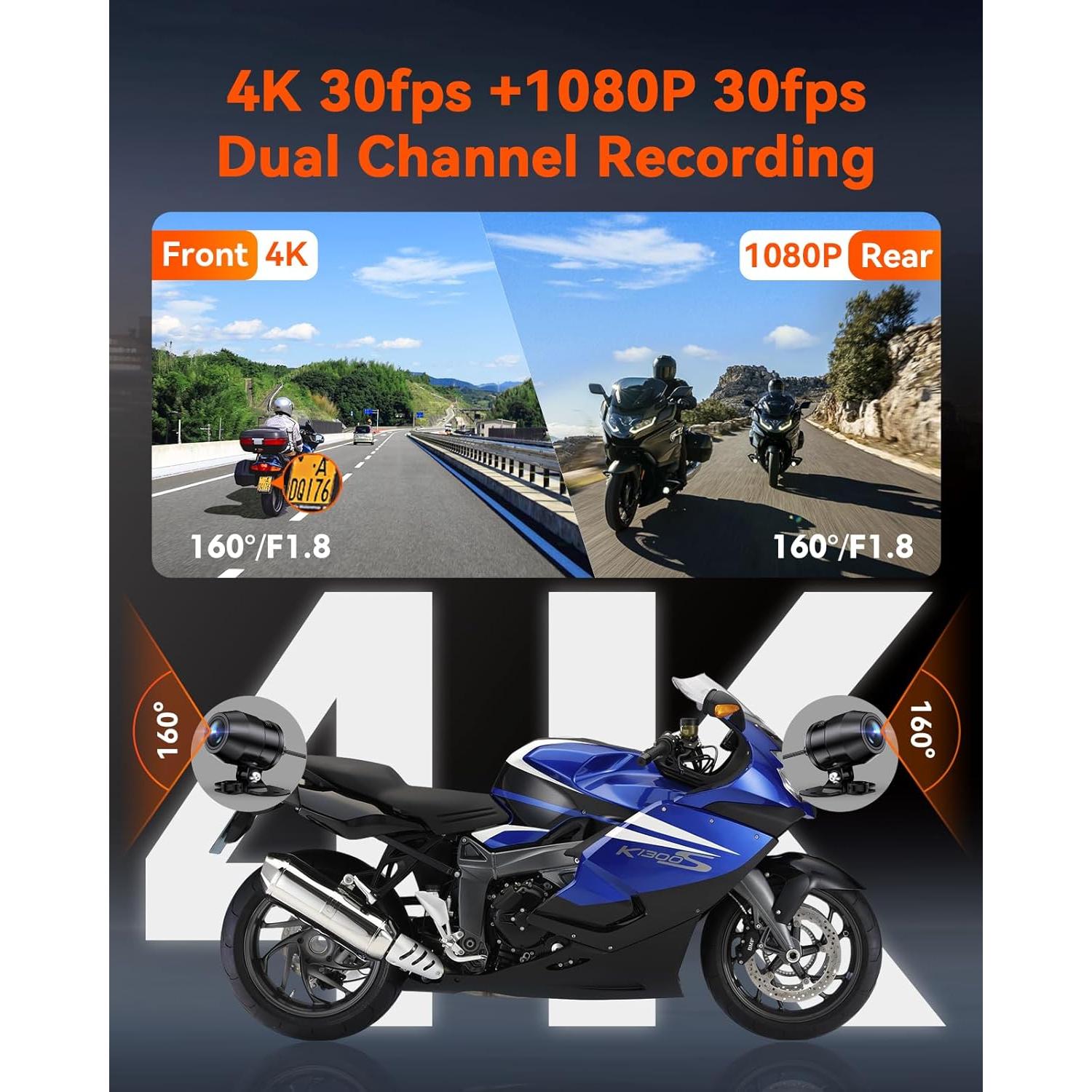 Cámara de Tablero para Motocicleta Vantrue F1 4K Dual IP67