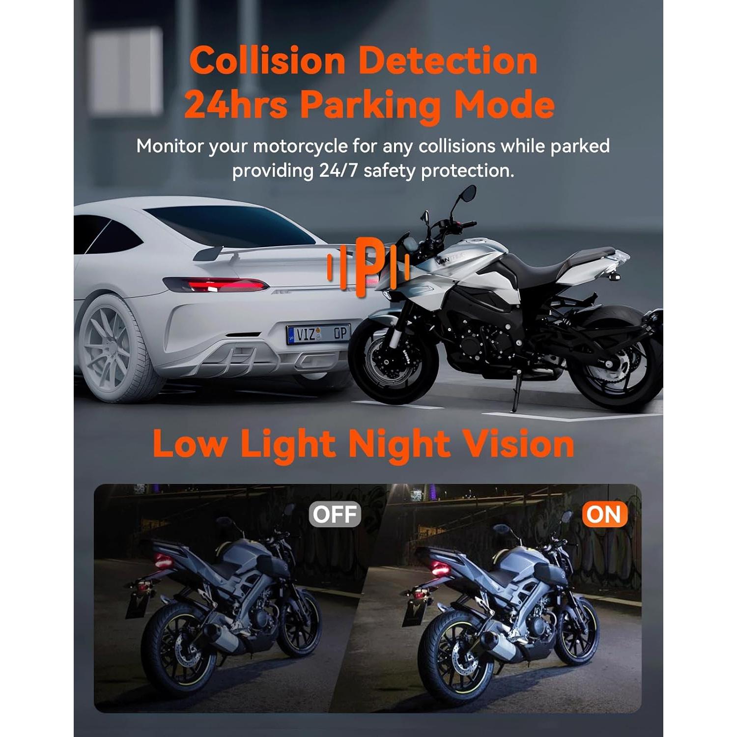 Cámara de Tablero para Motocicleta Vantrue F1 4K Dual IP67