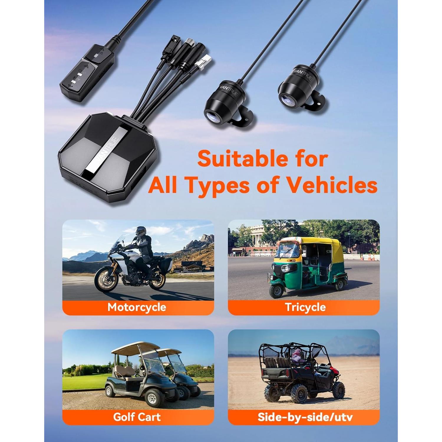 Cámara de Tablero para Motocicleta Vantrue F1 4K Dual IP67