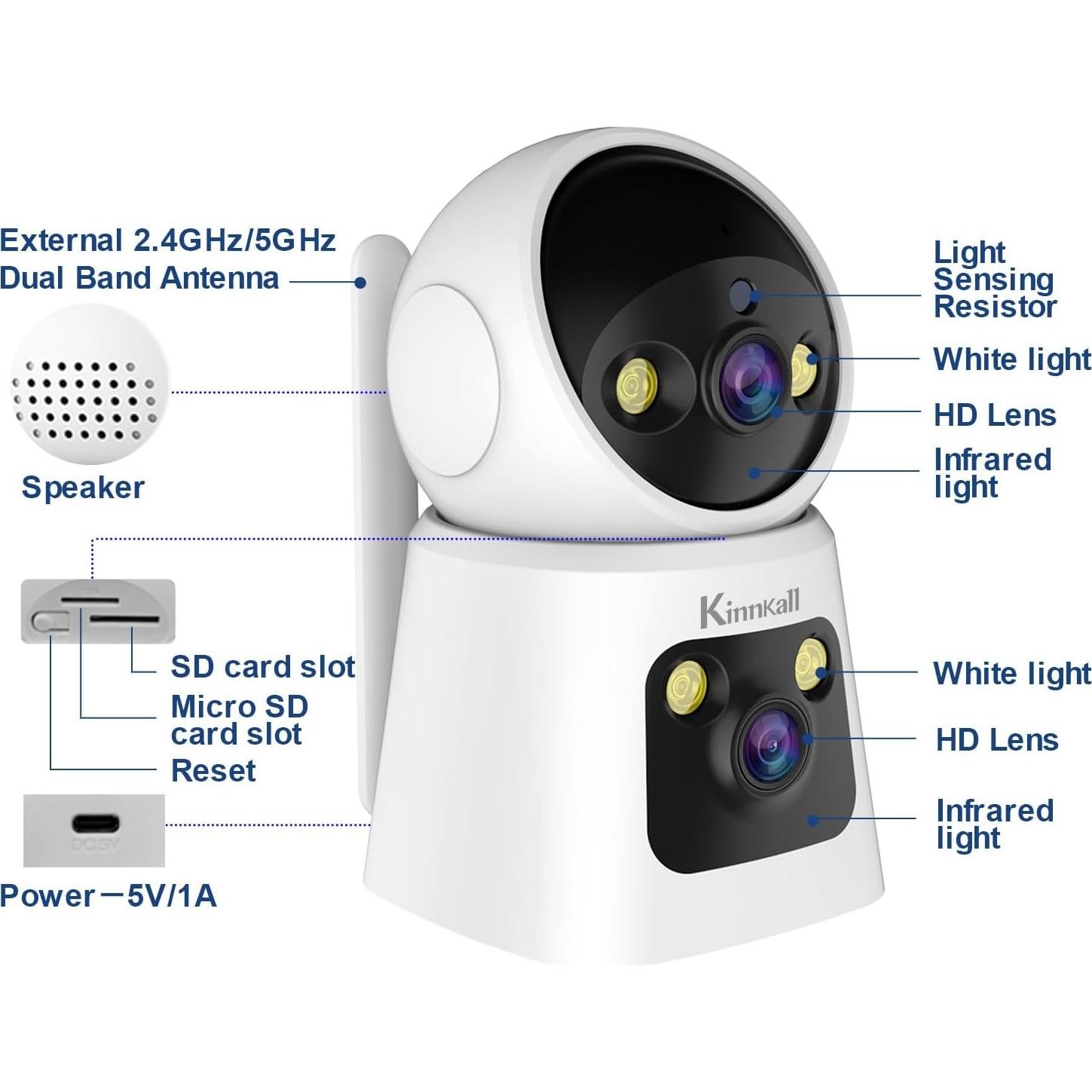 Cámara de Seguridad Kinnkall IPC960P 4MP Doble Lente 360°