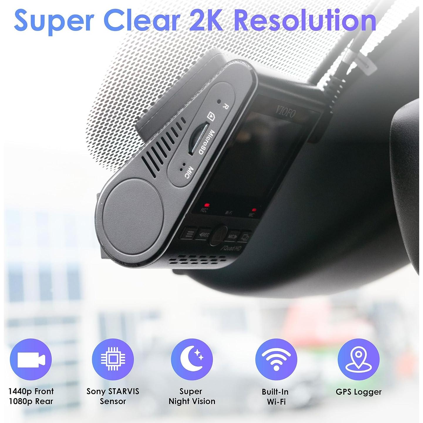 Cámara Doble VIOFO A129 Plus Duo 2K 60fps + 1080P GPS