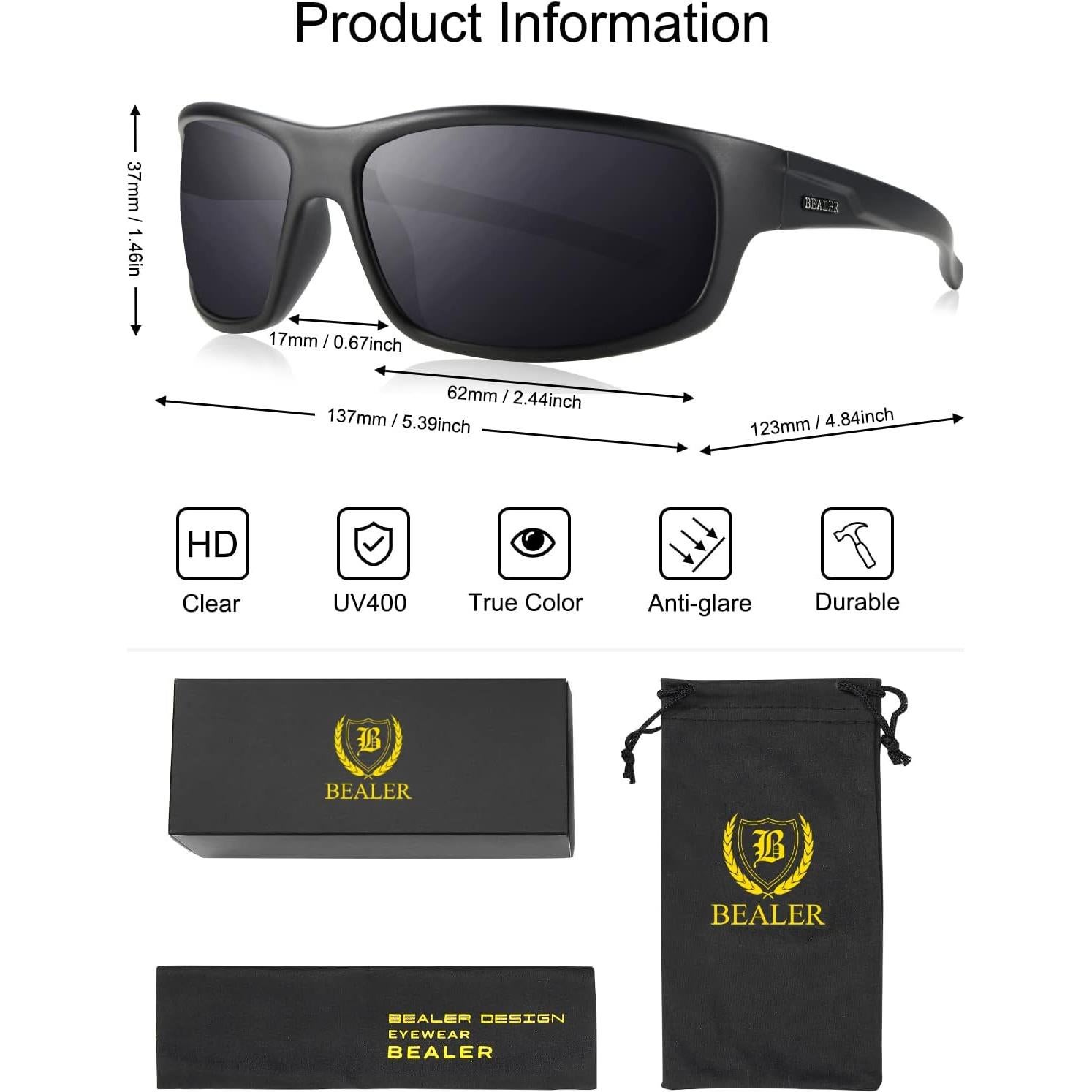 Gafas de sol deportivas BEALER TR90 polarizadas 62mm