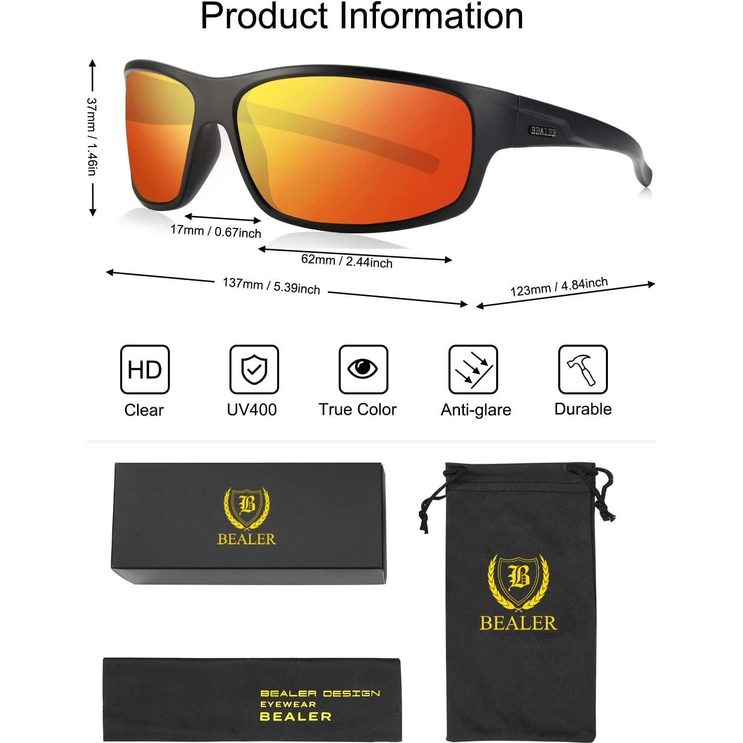 Gafas de Sol Deportivas BEALER Marco TR90 UV 62mm