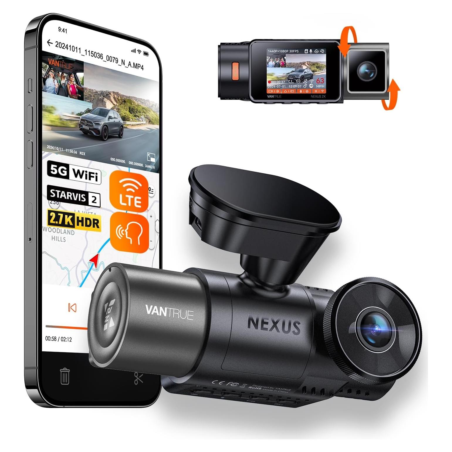 Cámara Doble Vantrue N2X 2.7K con WiFi y GPS para Auto