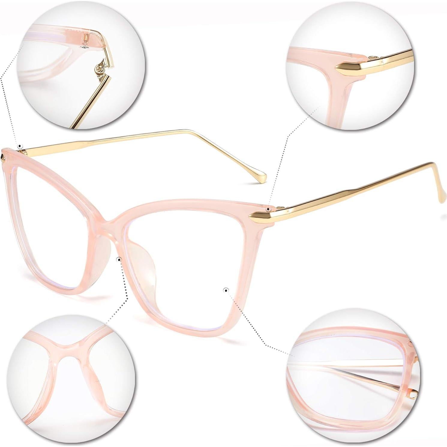 Gafas de Ojo de Gato FEISEDY con Bloqueo de Luz Azul Rosa