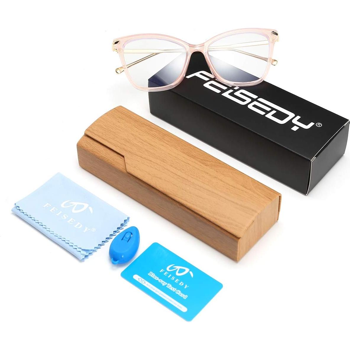 Gafas de Ojo de Gato FEISEDY con Bloqueo de Luz Azul Rosa