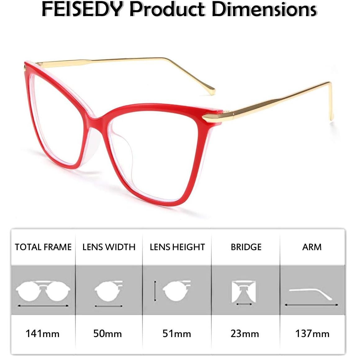 Gafas de Ojo de Gato FEISEDY con Filtro Luz Azul 50mm