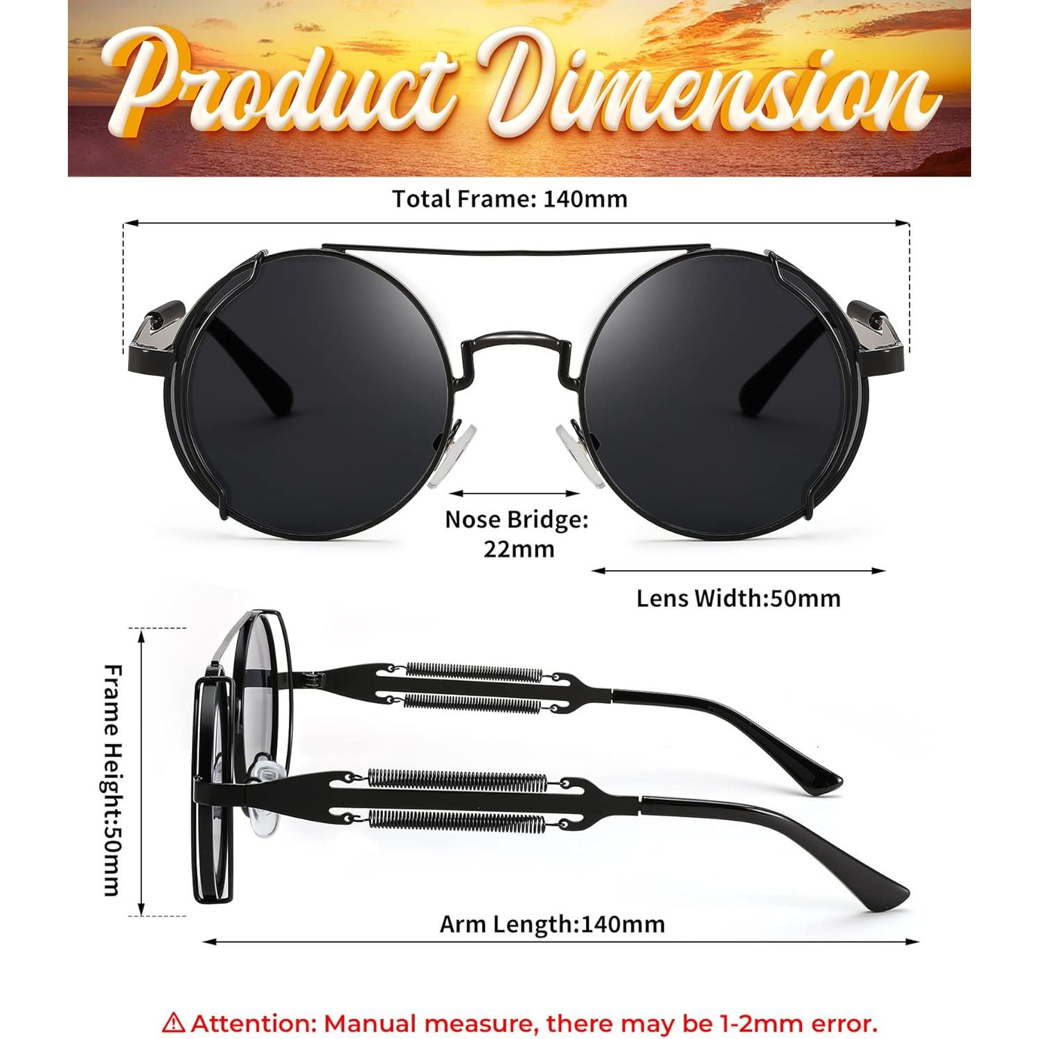 Gafas de sol FEISEDY aviador redondas metal UV400