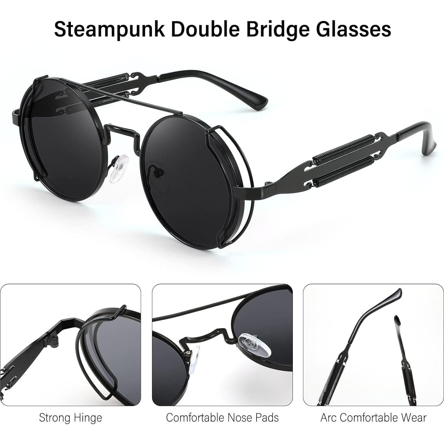 Gafas de sol FEISEDY aviador redondas metal UV400