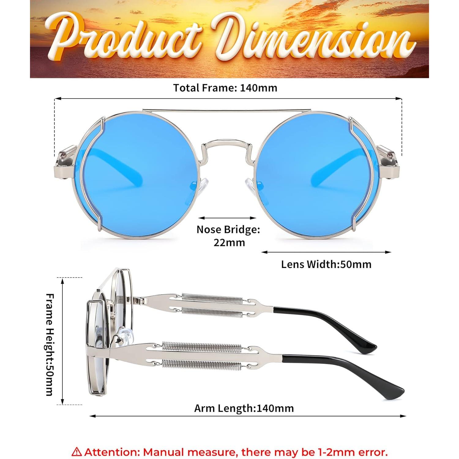 Gafas de sol FEISEDY aviador steampunk redondas UV400