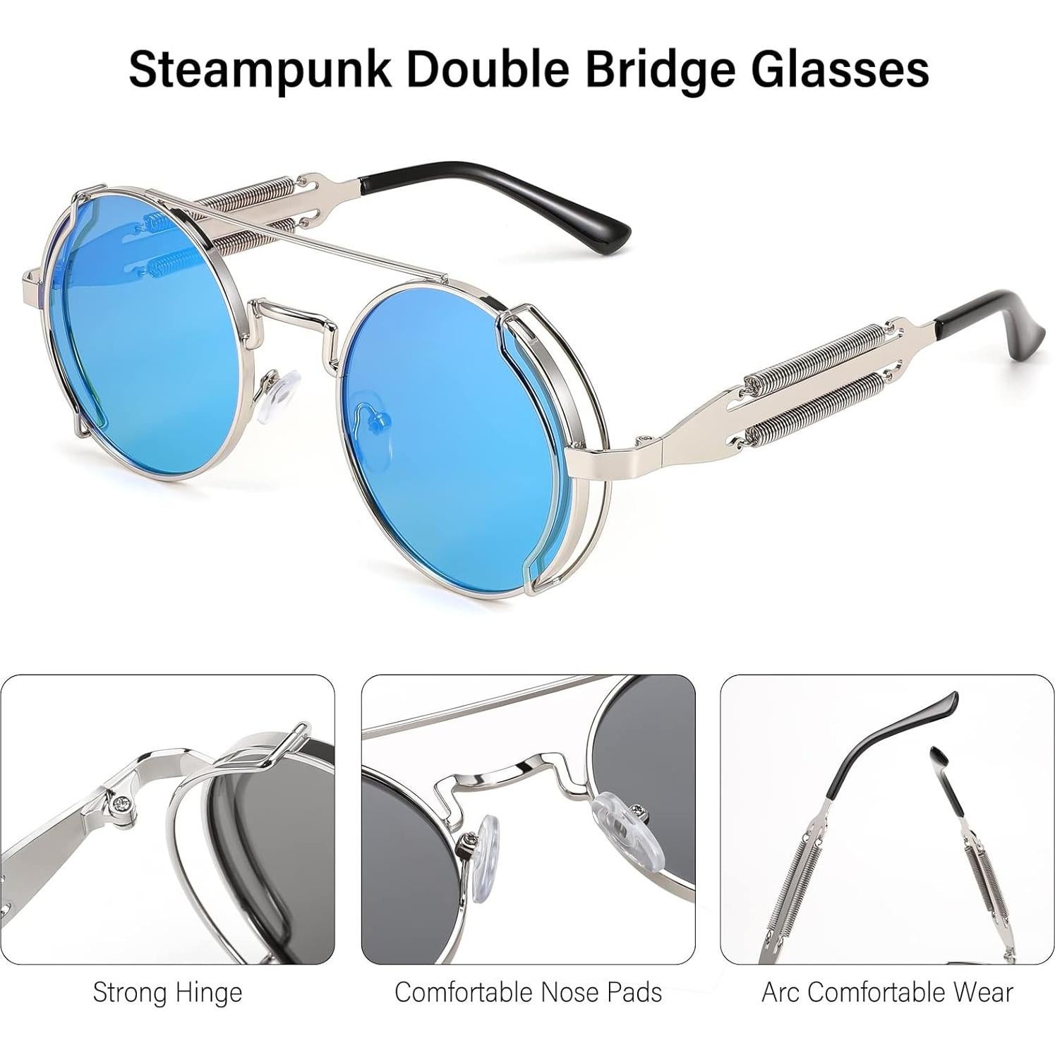 Gafas de sol FEISEDY aviador steampunk redondas UV400