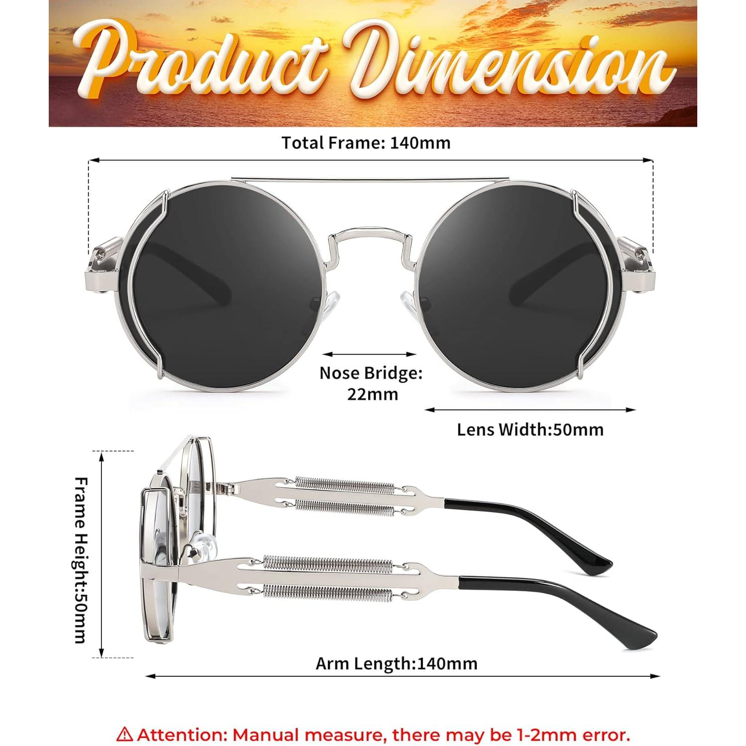 Gafas de sol FEISEDY aviador retro steampunk 50mm UV400