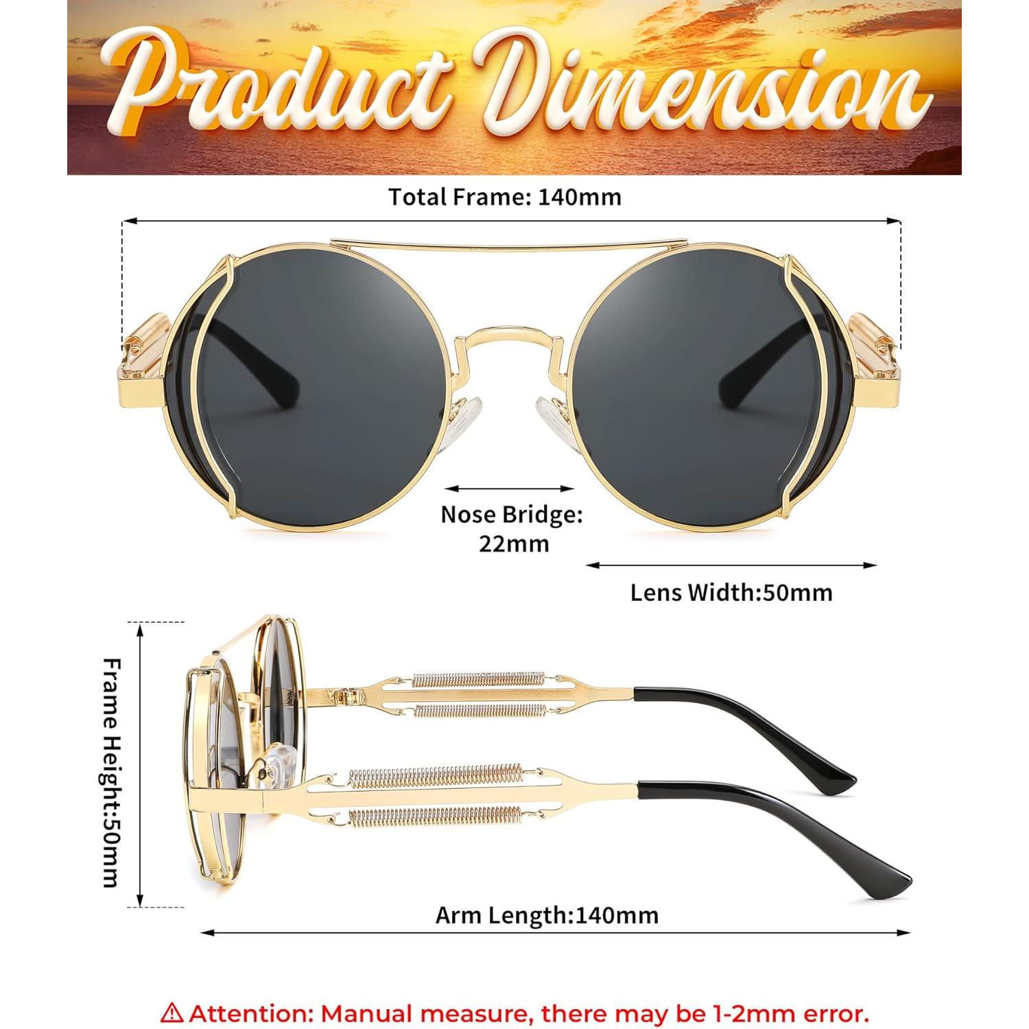 Gafas de sol FEISEDY aviador steampunk redondas UV400