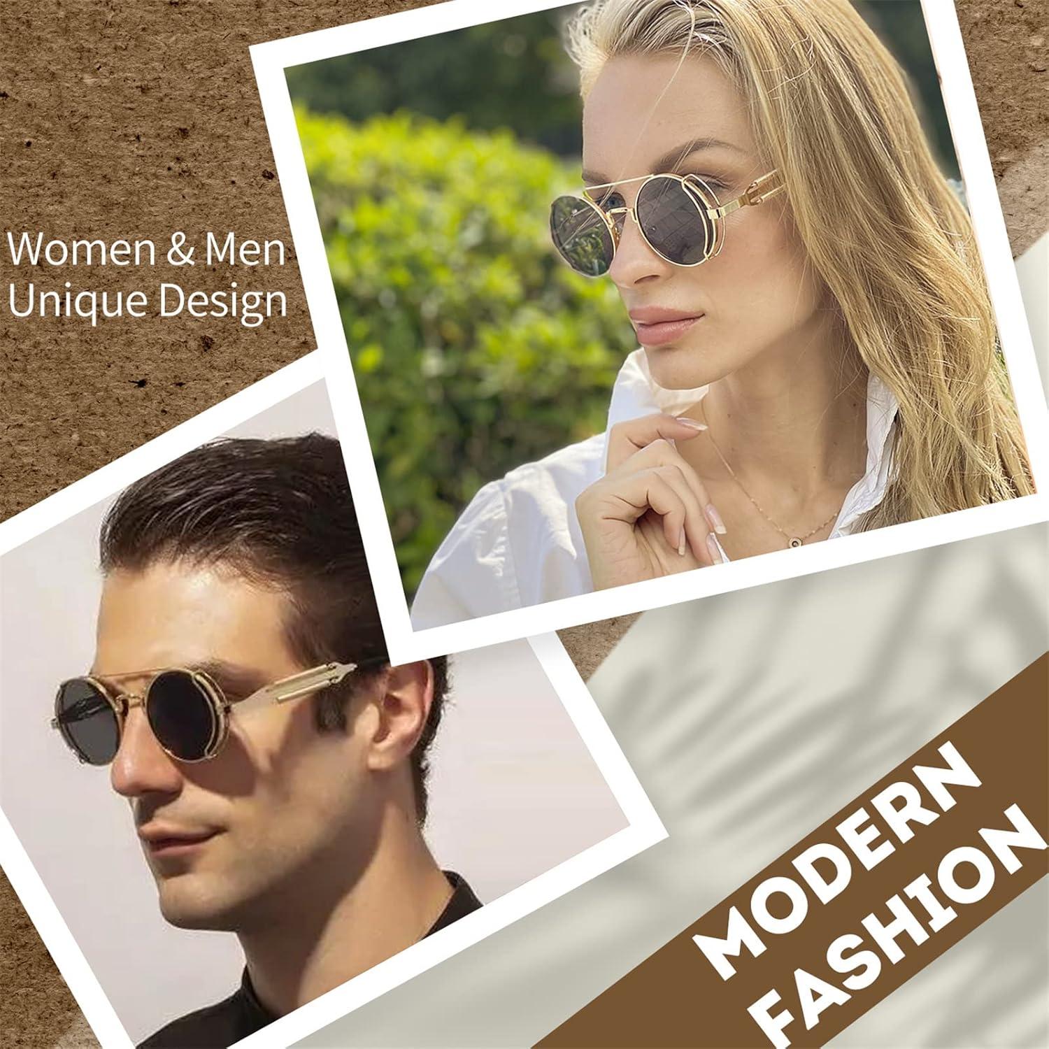 Gafas de sol FEISEDY aviador steampunk redondas UV400