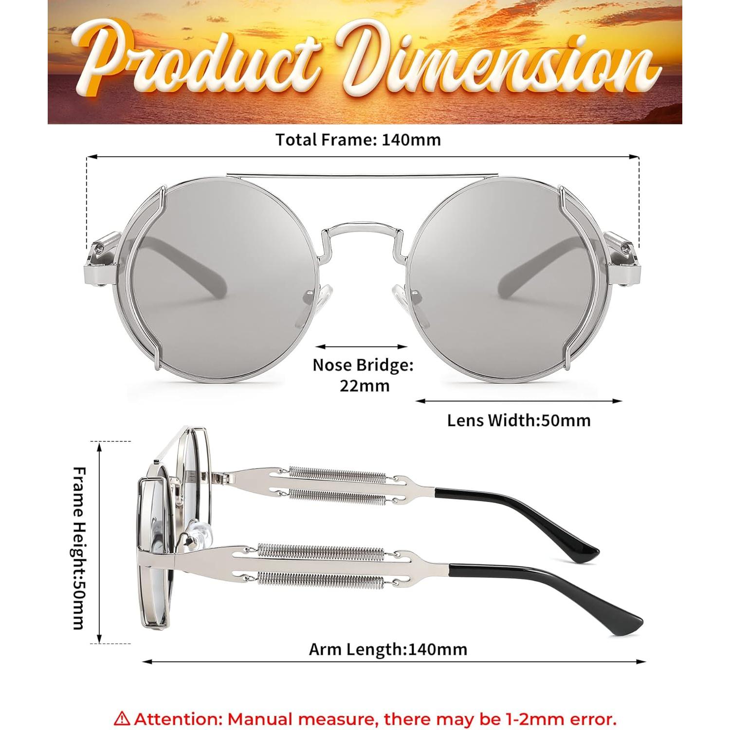 Gafas de sol FEISEDY aviador steampunk redondas UV400