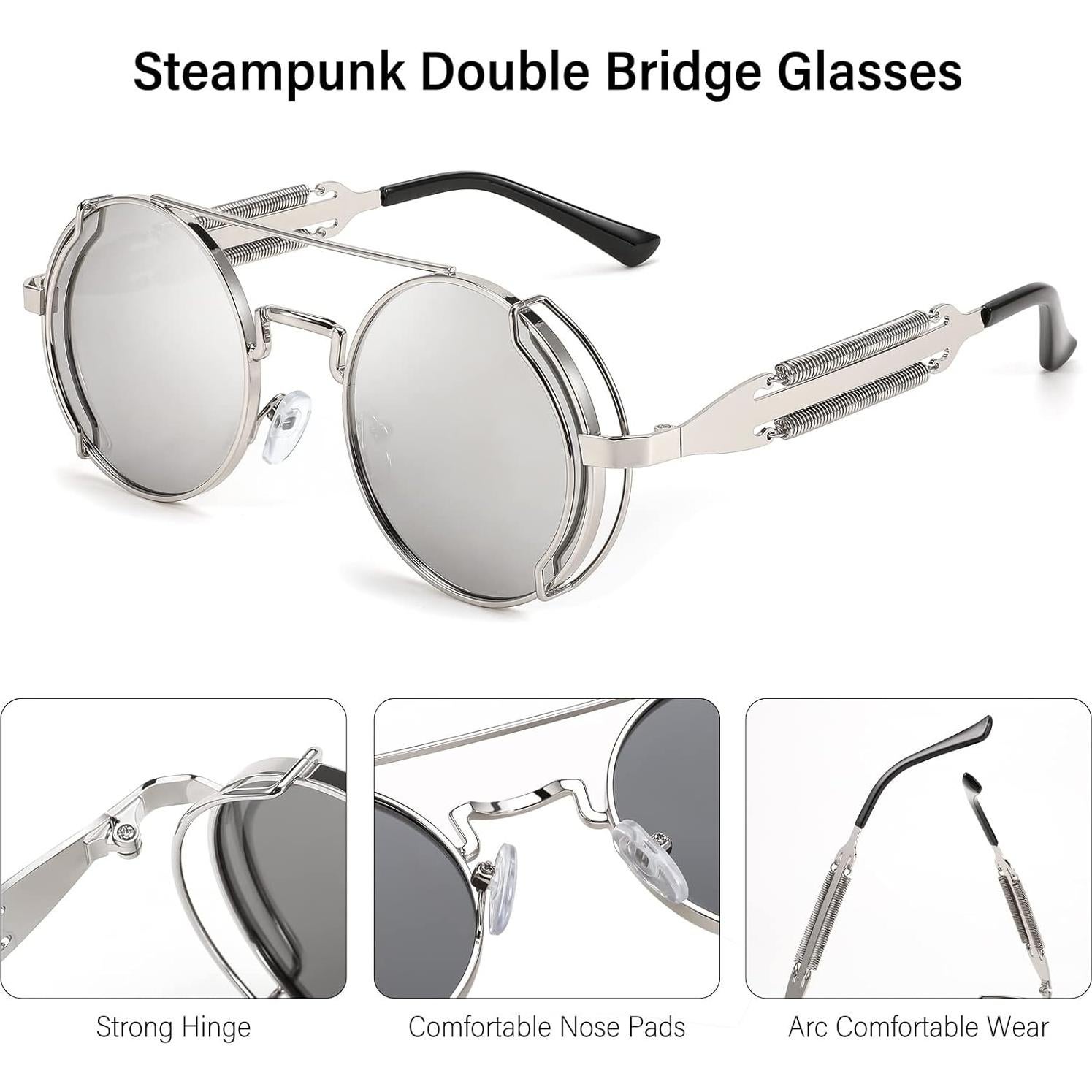 Gafas de sol FEISEDY aviador steampunk redondas UV400