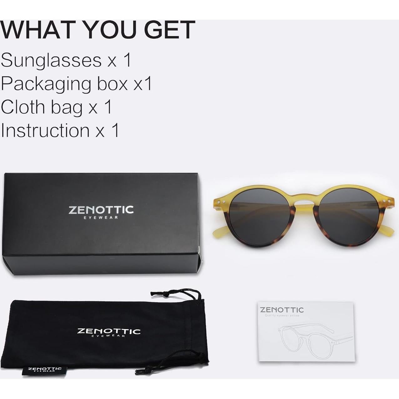 Gafas de sol polarizadas ZENOTTIC retro clásicas 48mm