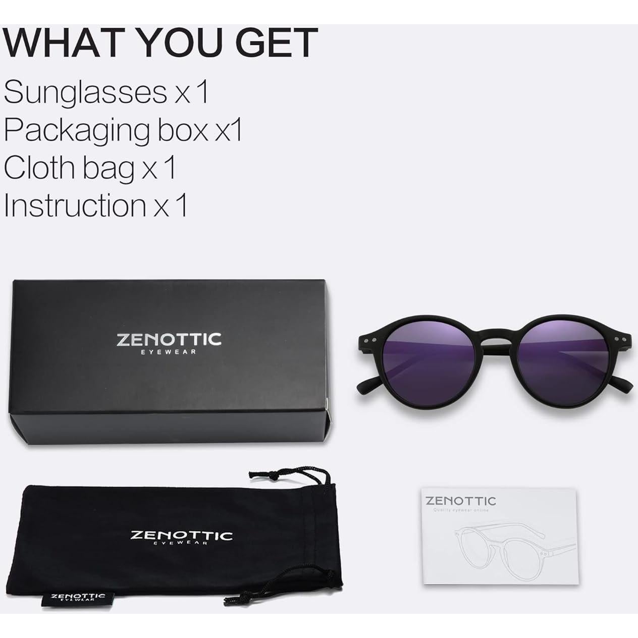 Gafas de sol polarizadas ZENOTTIC retro clásicas 48mm