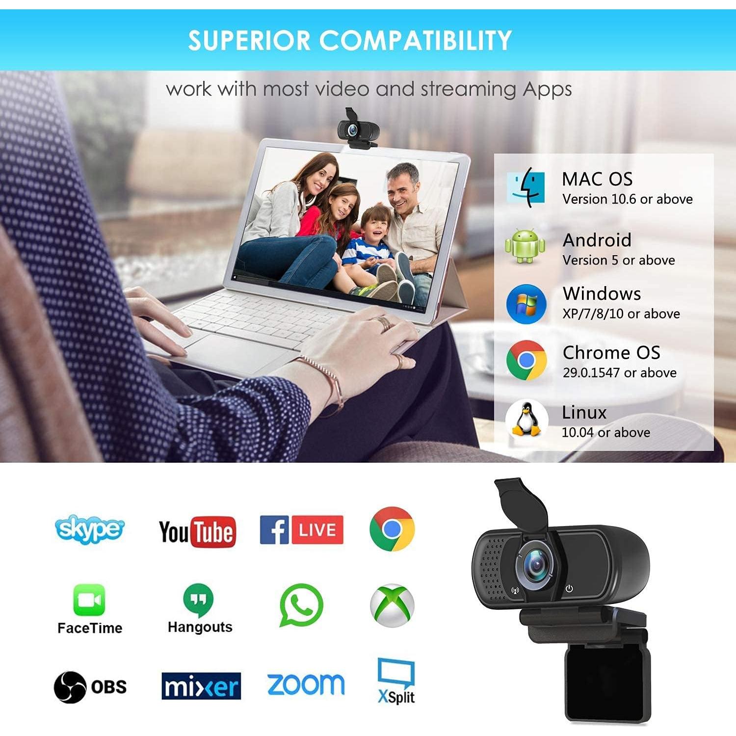 Cámara Web Full HD 1080P XPCAM con Micrófono y Trípode