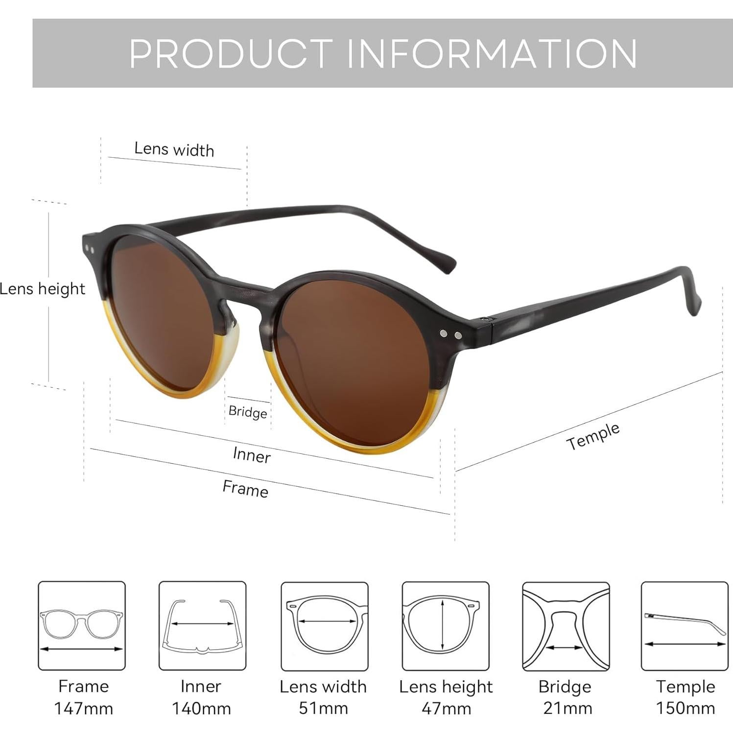 Gafas de sol polarizadas ZENOTTIC redondas UV400 para hombres y mujeres