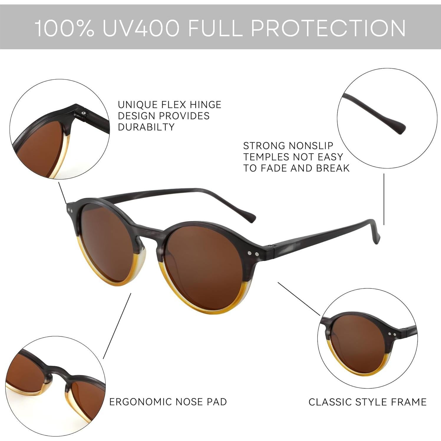 Gafas de sol polarizadas ZENOTTIC redondas UV400 para hombres y mujeres