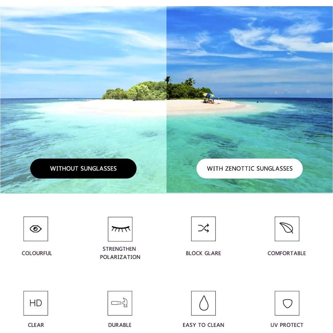 Gafas de sol polarizadas ZENOTTIC redondas 48mm rosa