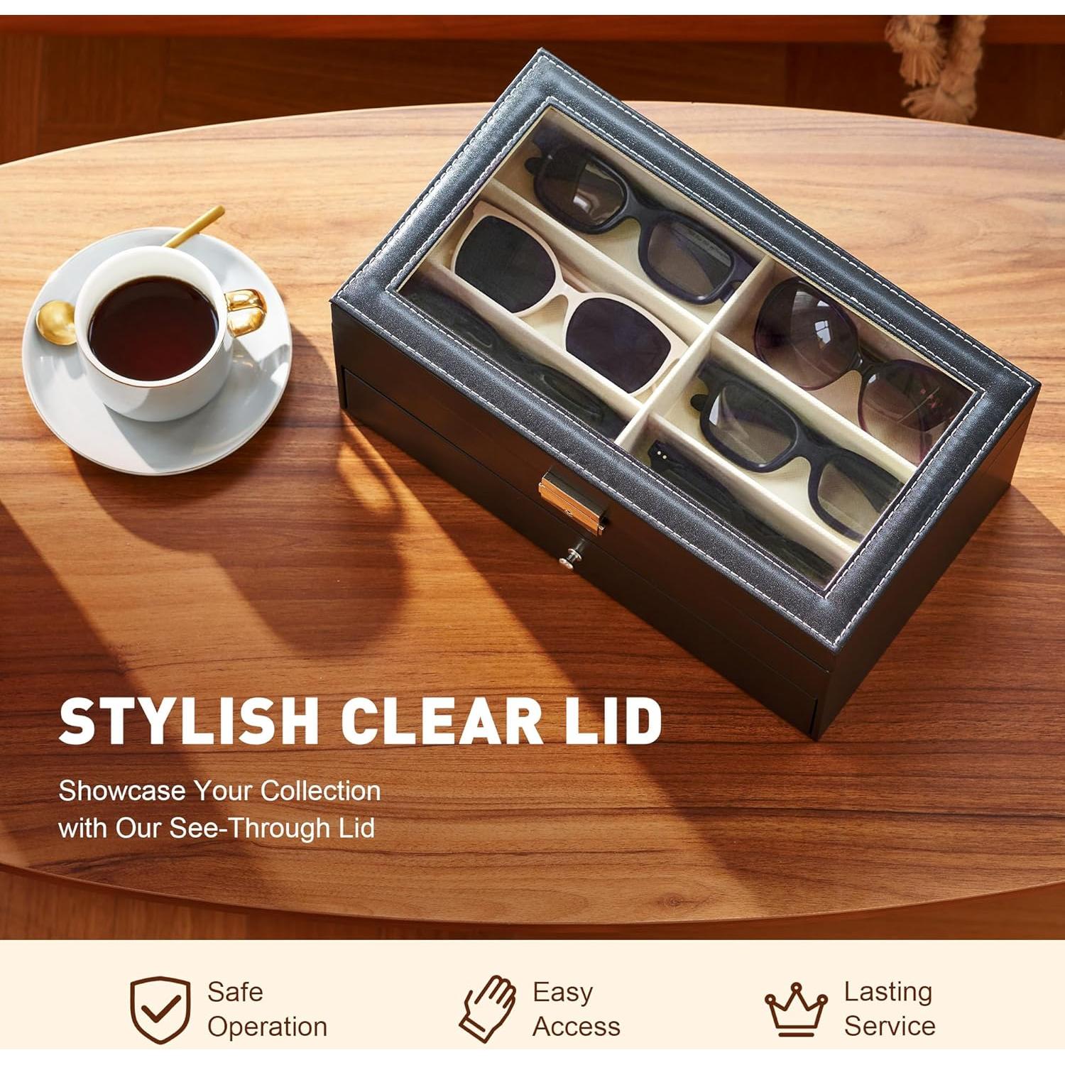 Organizador de Gafas CO-Z Negro 12 Compartimentos Cerrable