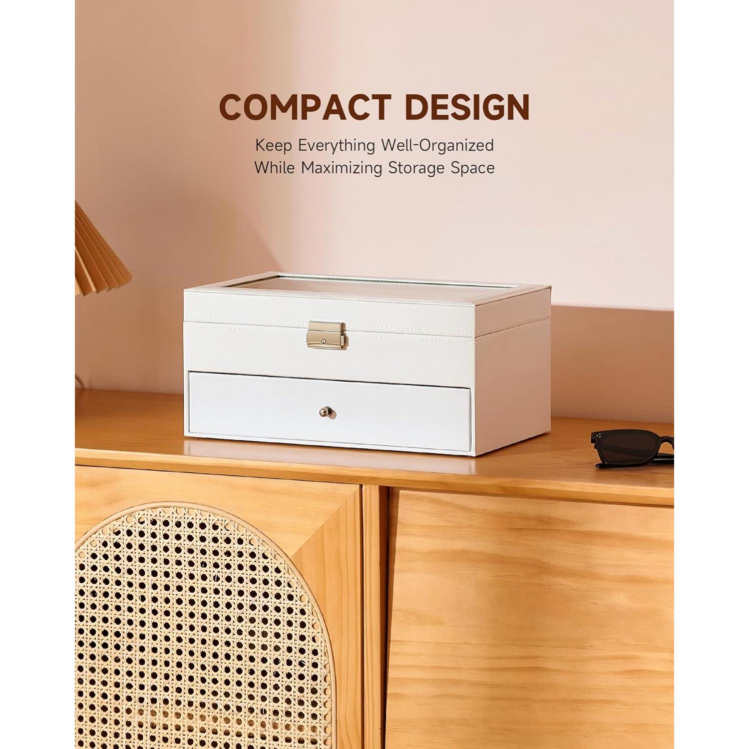 Organizador de Gafas CO-Z 12 Compartimentos Cuero Blanco