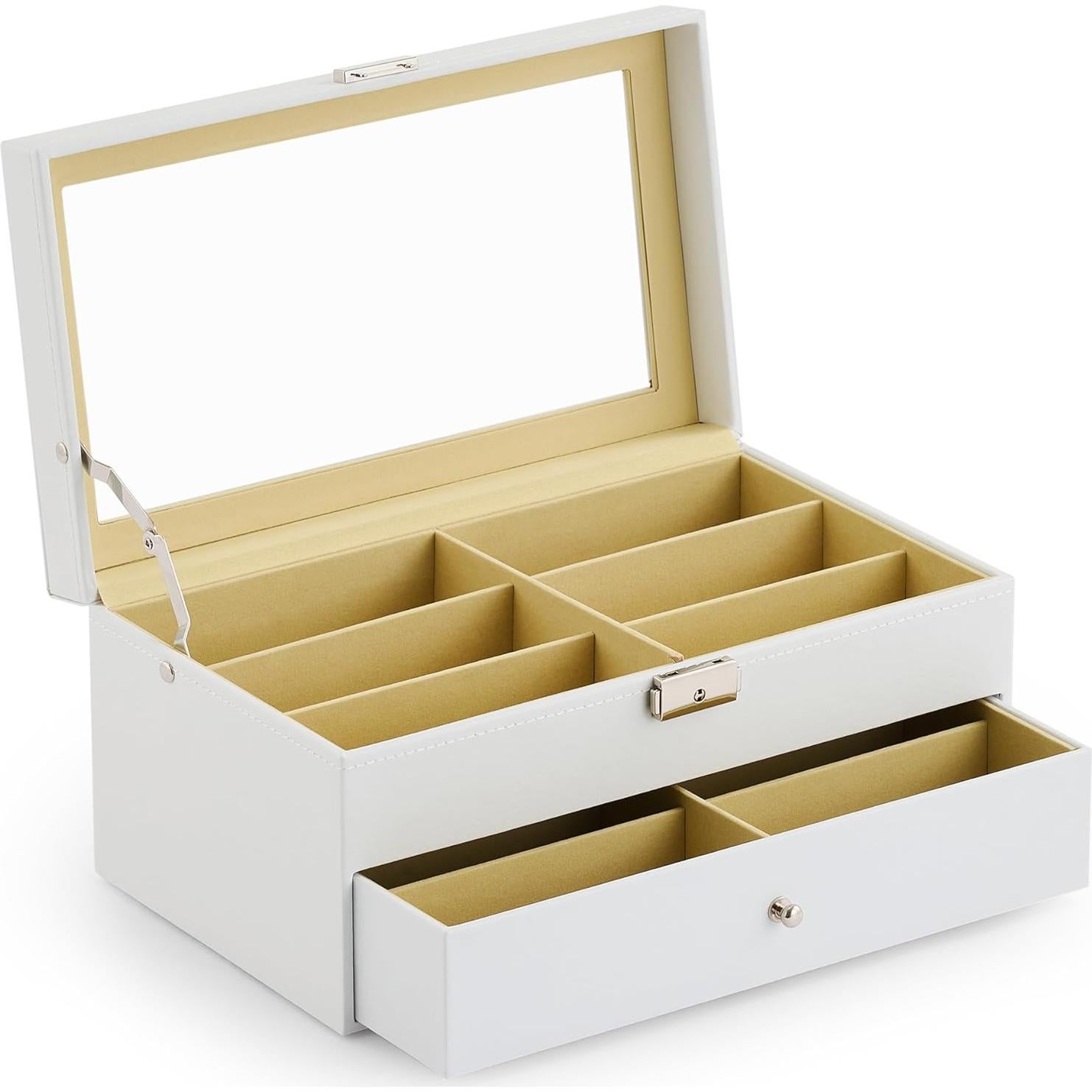 Organizador de Gafas CO-Z 12 Compartimentos Cuero Blanco