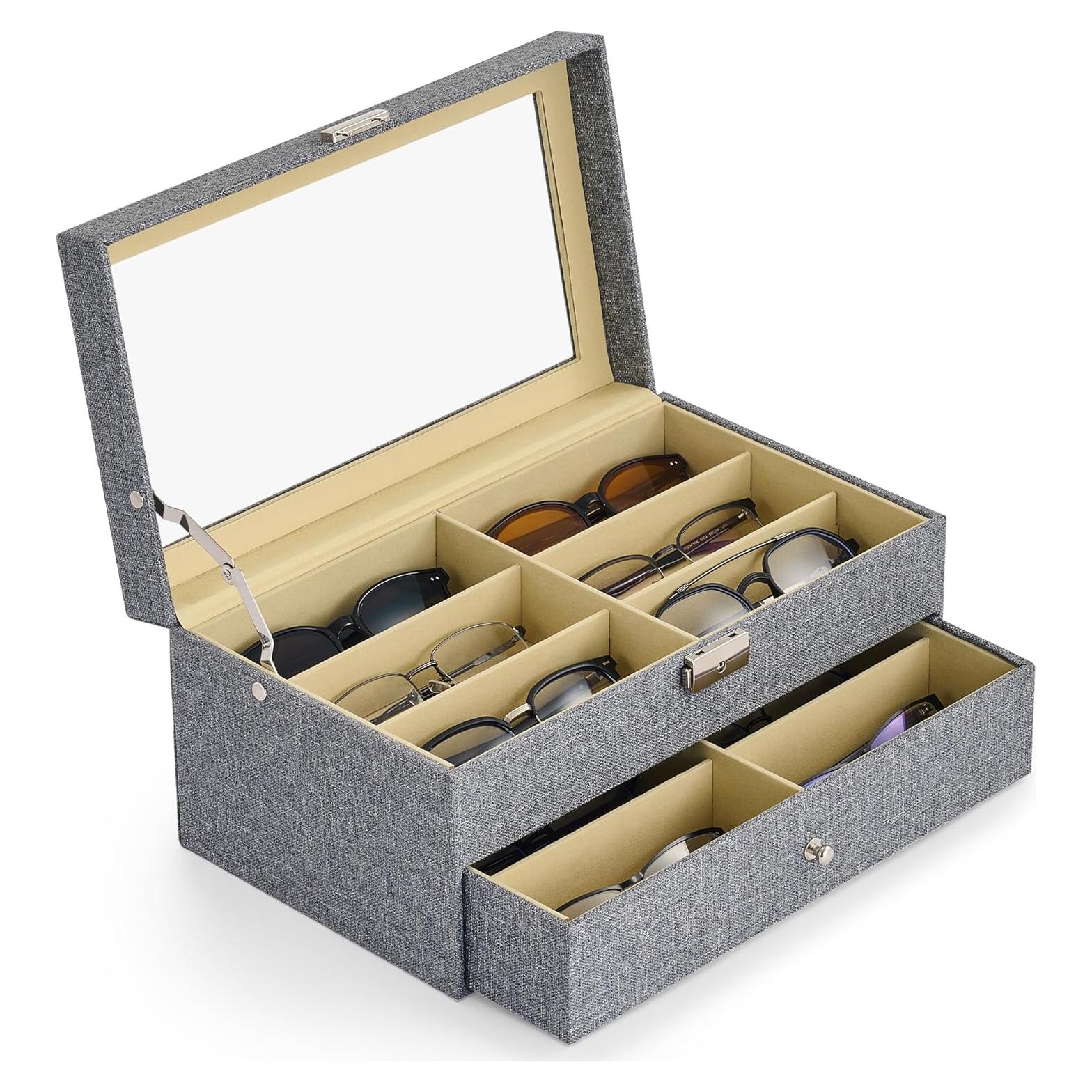 Organizador de Gafas CO-Z 12 Compartimentos Lino Gris