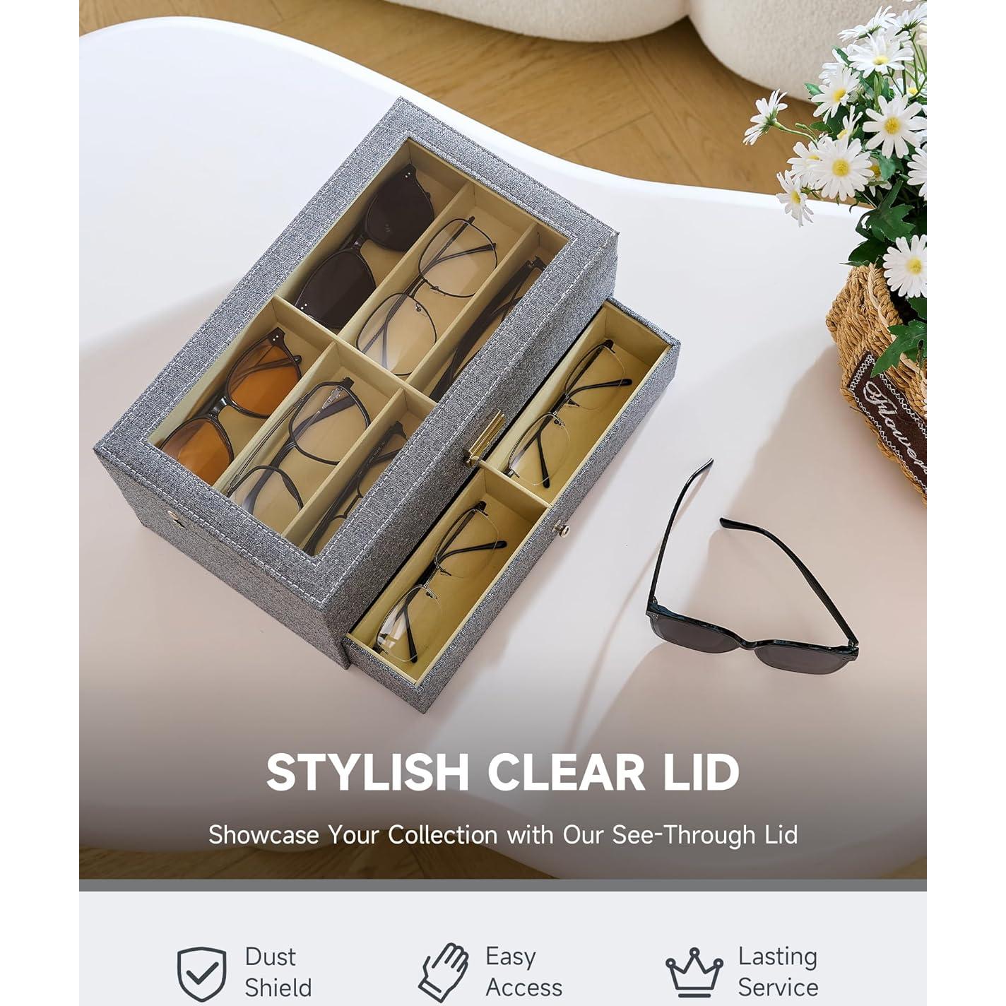 Organizador de Gafas CO-Z 12 Compartimentos Lino Gris