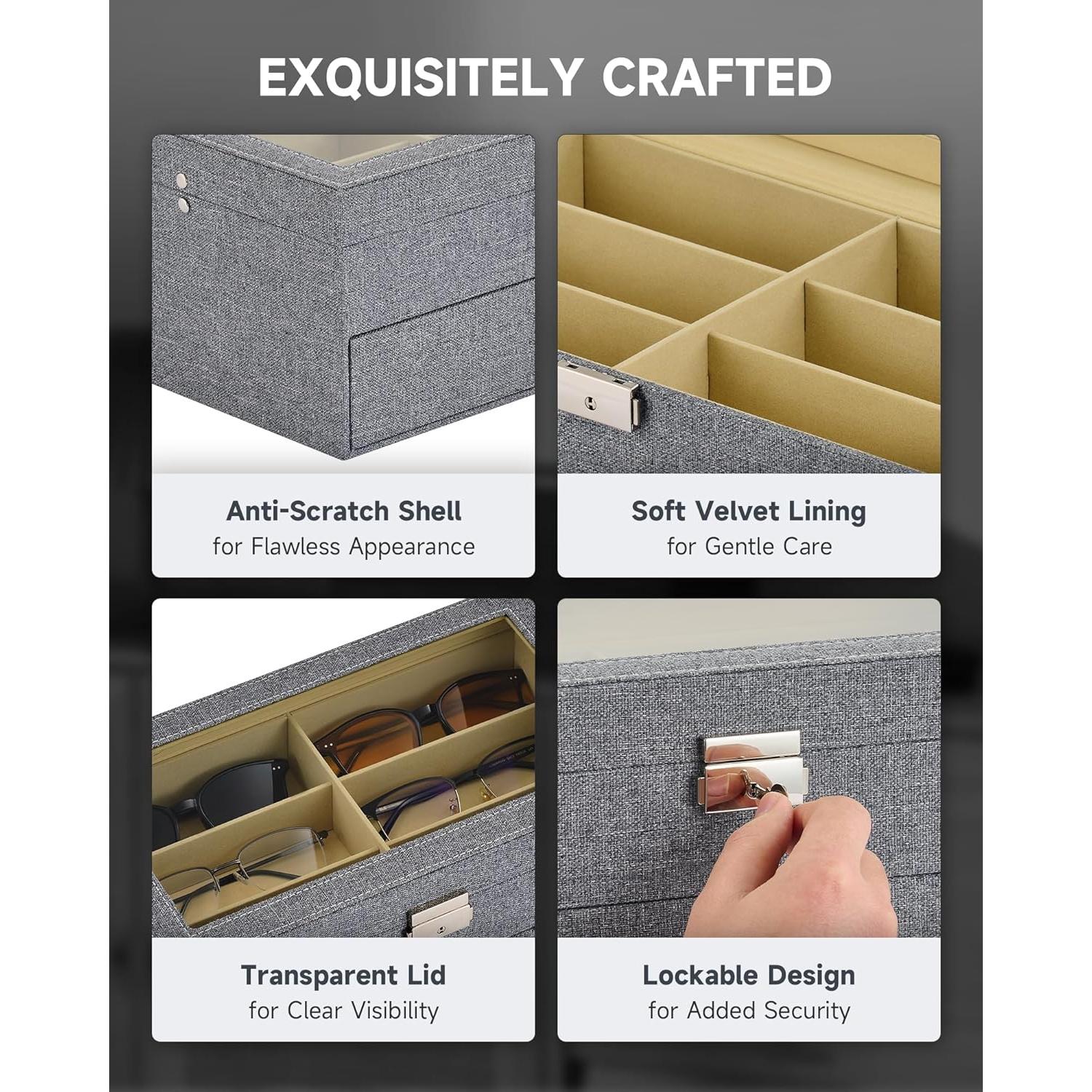 Organizador de Gafas CO-Z 12 Compartimentos Lino Gris