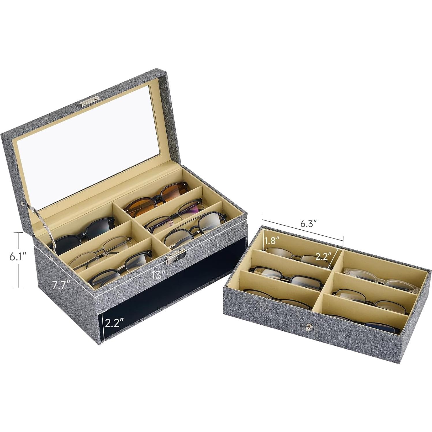 Organizador de Gafas CO-Z 12 Compartimentos Lino Gris