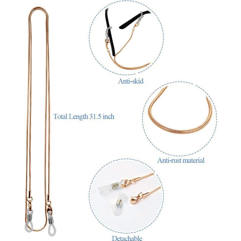 Cadena para Gafas Jmkcoz 80cm Acero Inoxidable Dorada