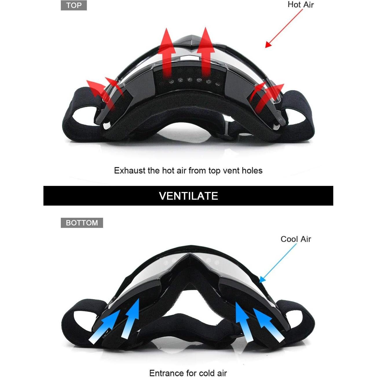 Gafas de Motocross SPOSUNE UV400 Lente Negra y Gris
