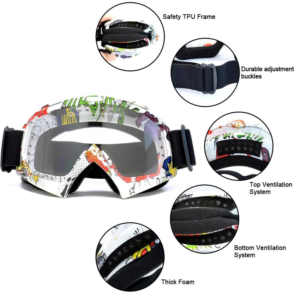 Gafas de Motocross SPOSUNE MT-003 Lente Boom&Clear UV400