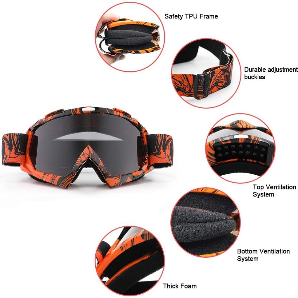 Gafas de Motocross SPOSUNE Lente Tigre y Gris UV400