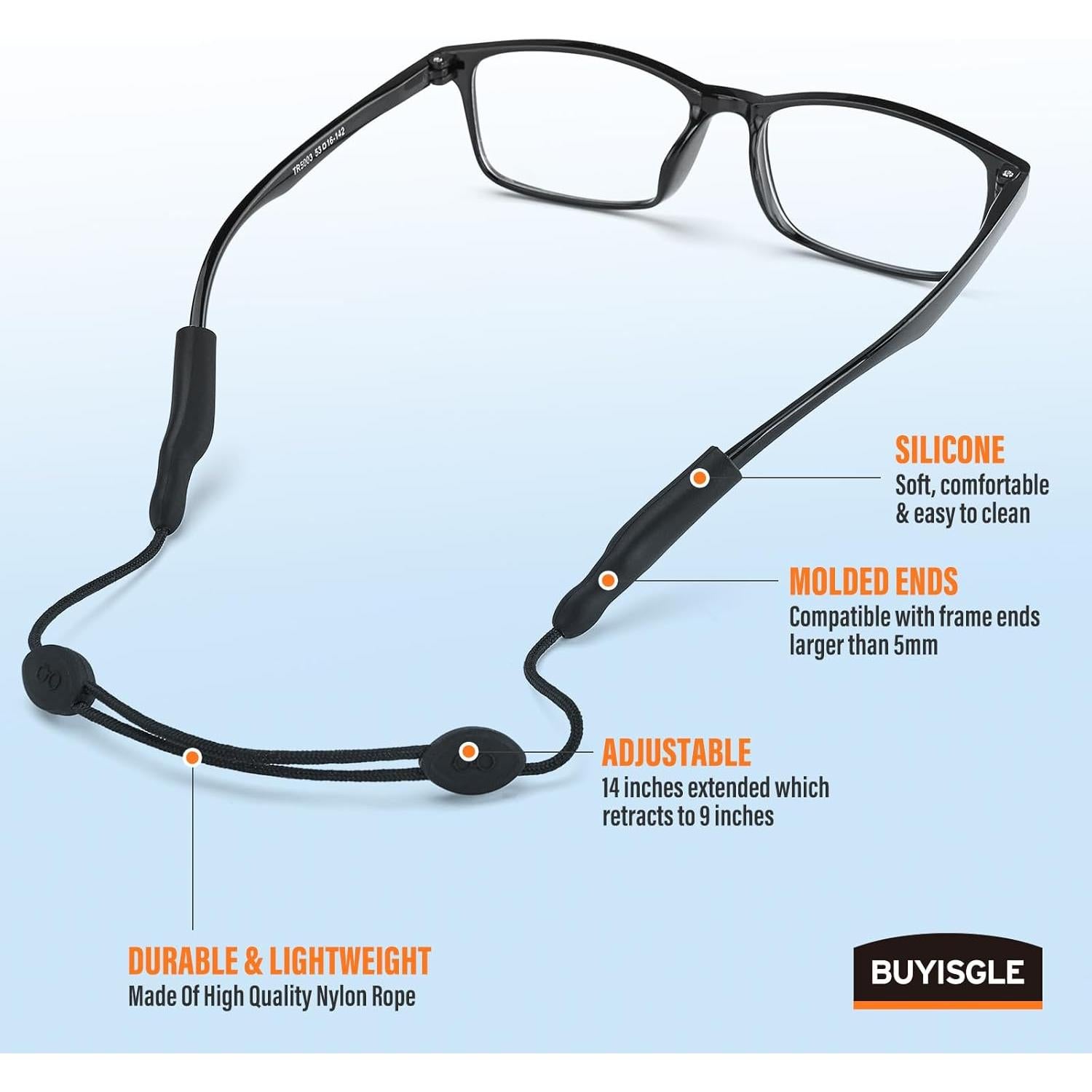 Correa para Gafas Buyisgle 3Pcs Ajustable Negro 35.56 cm