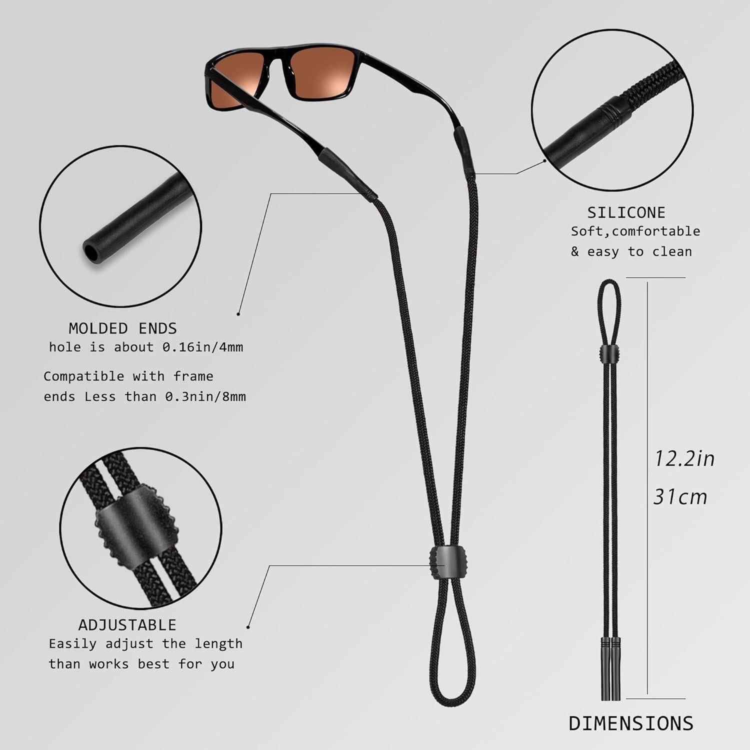 Correa para Gafas Nylon Ajustable Unisex 32 cm - 6 Piezas