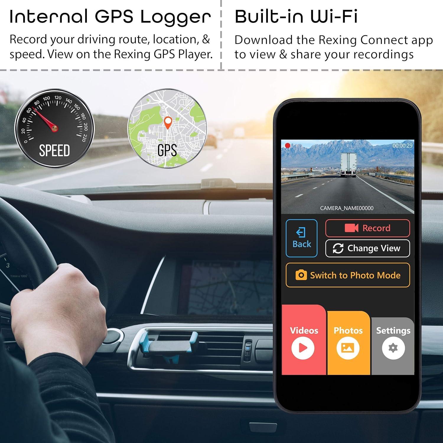 Cámara Rexing V3 Doble Frontal y Cabina Full HD 1080p