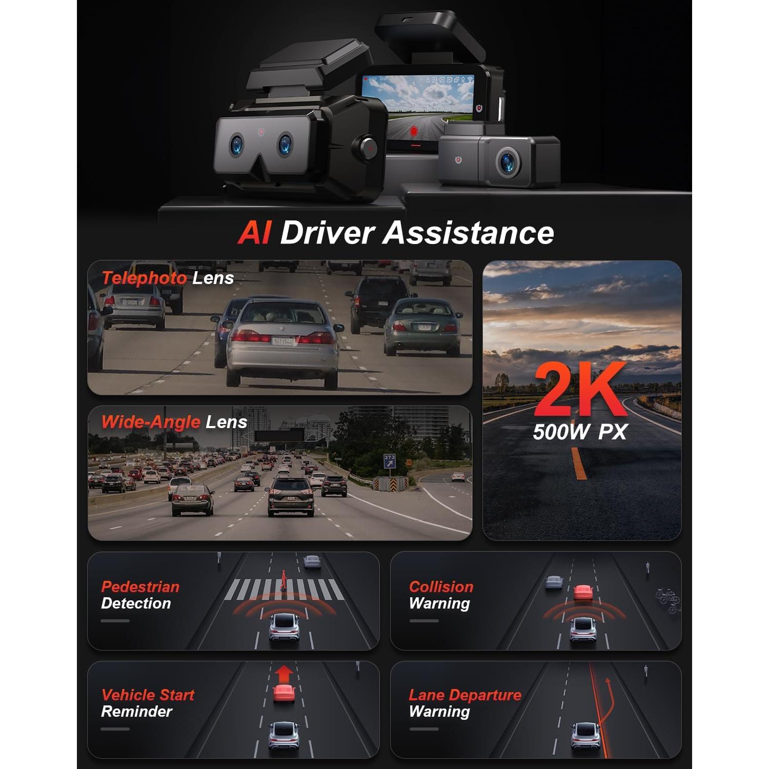 Cámara Dash 2K AKEEYO EYES con GPS y Pantalla Táctil 4"