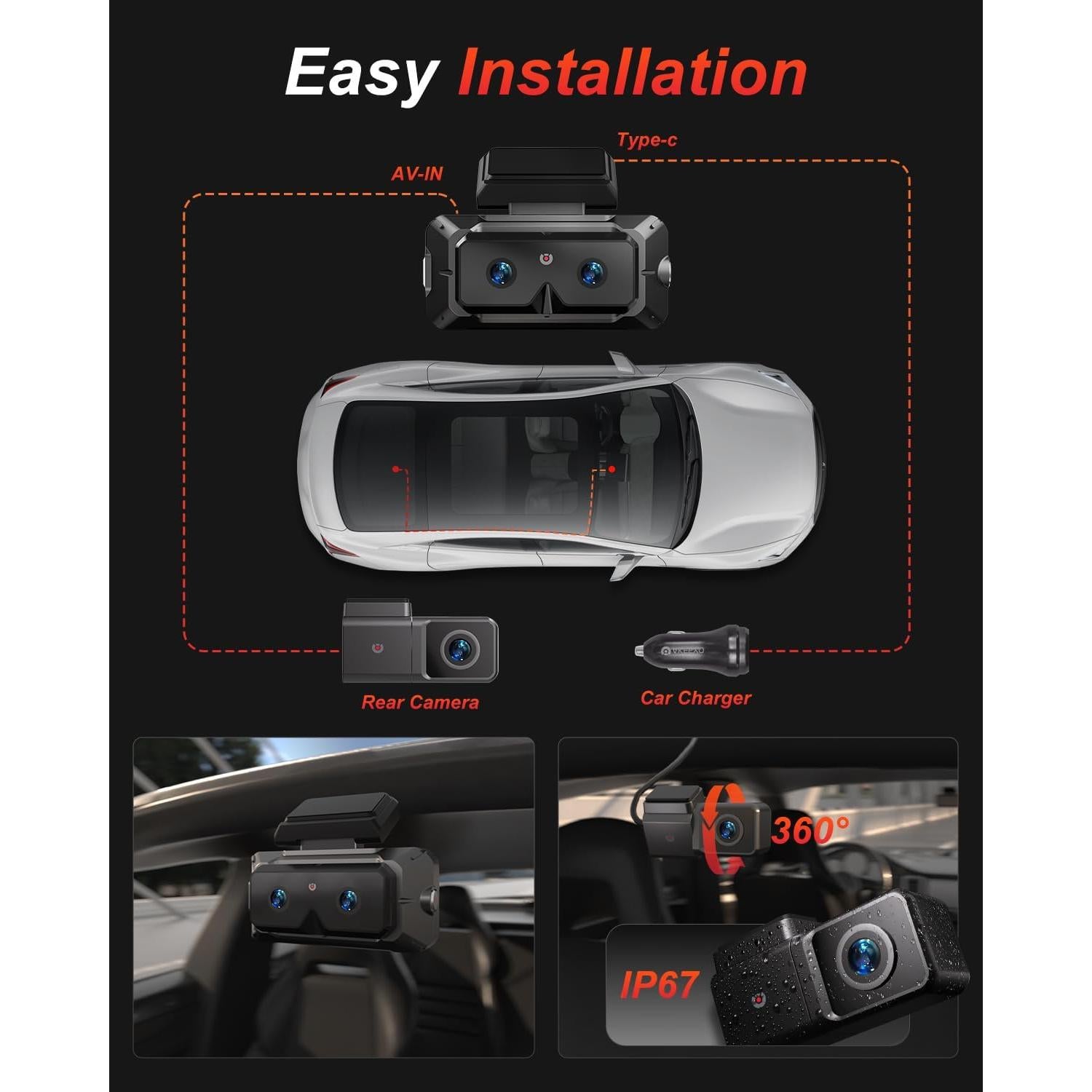 Cámara Dash 2K AKEEYO EYES con GPS y Pantalla Táctil 4"