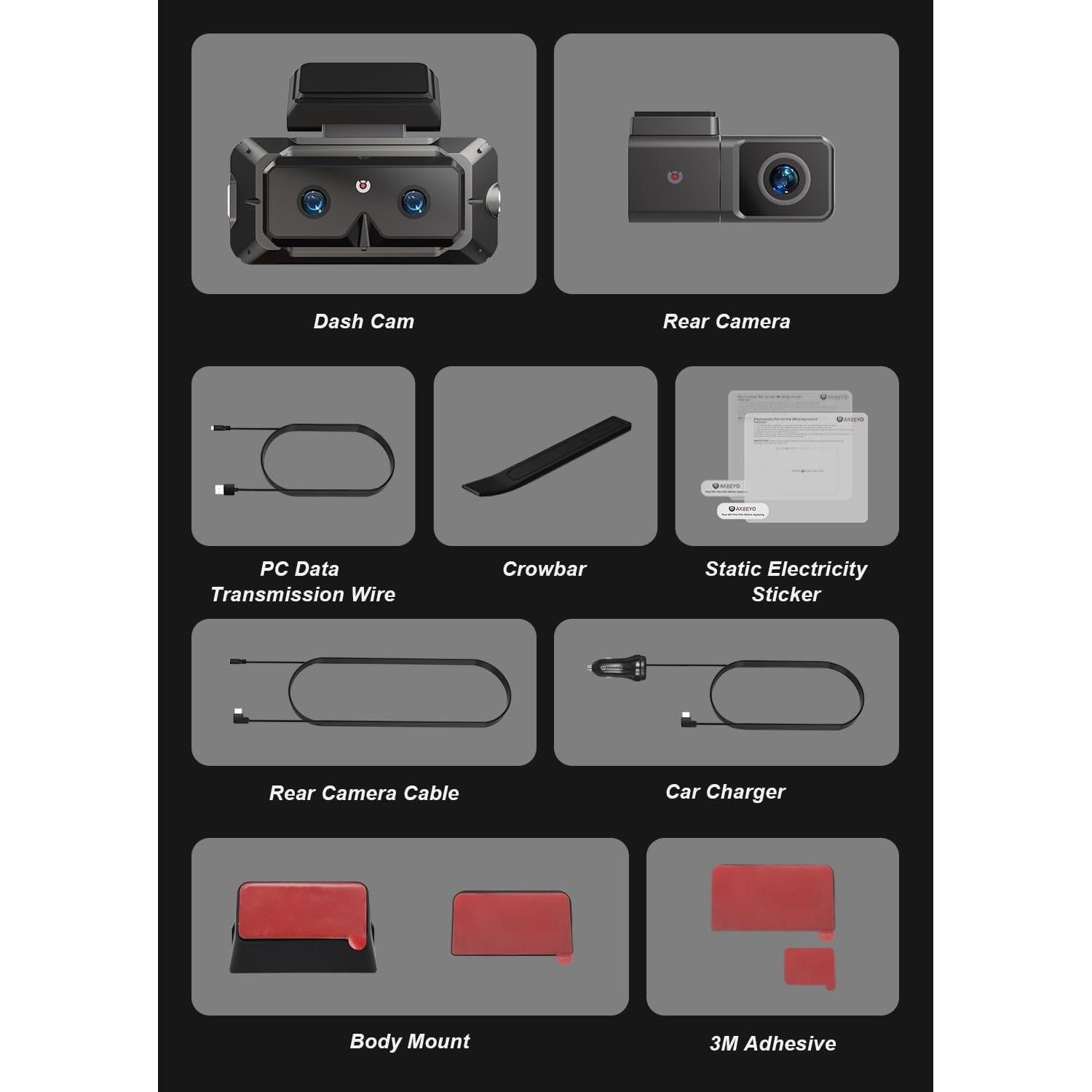 Cámara Dash 2K AKEEYO EYES con GPS y Pantalla Táctil 4"