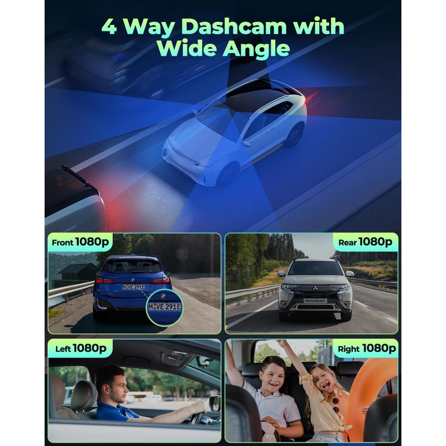 Cámara Salpicadero LAMTTO 4 Canales 1080P Visión Nocturna